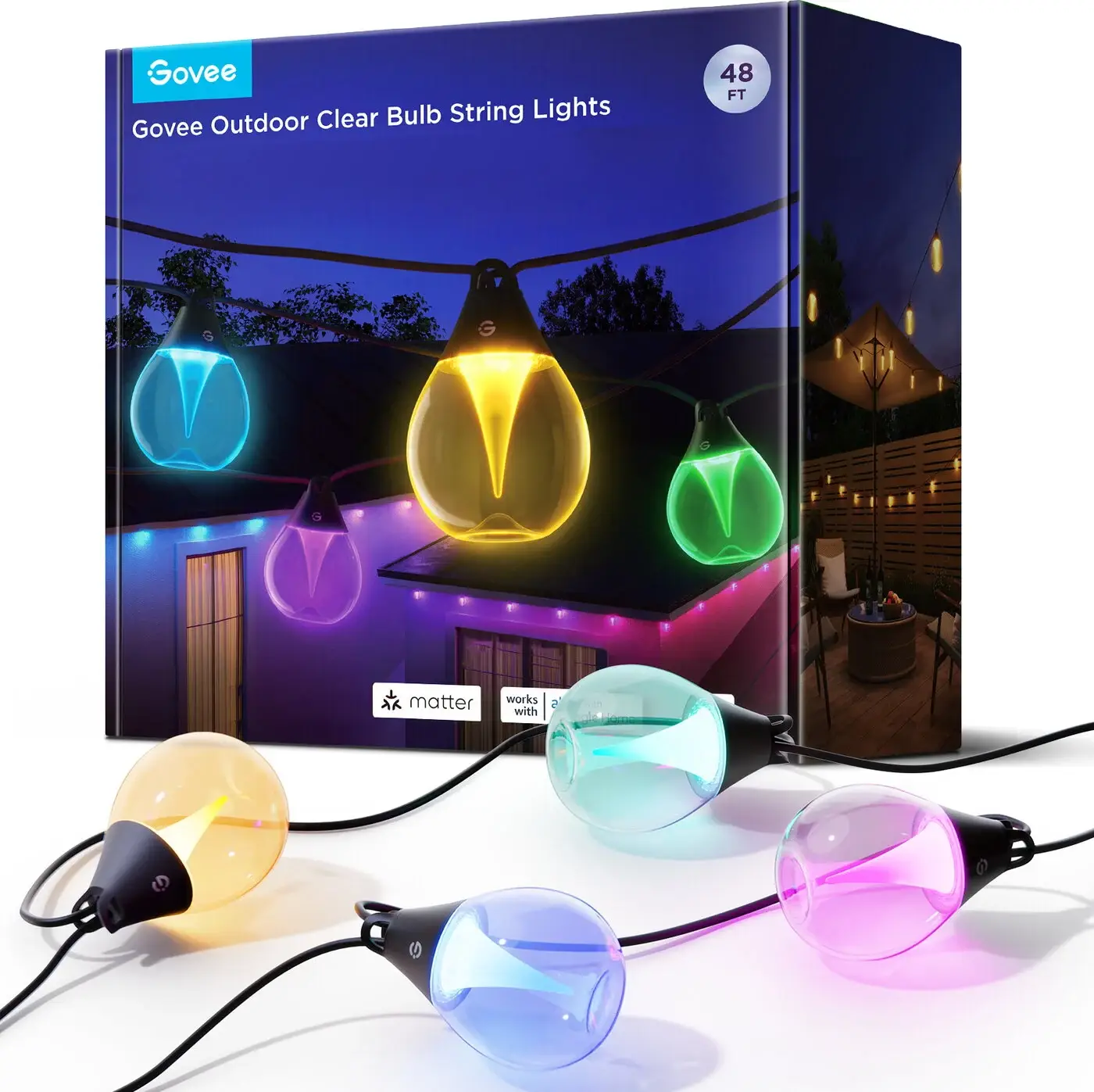 Govee Outdoor Clear Bulb String Lights | NetOnNet